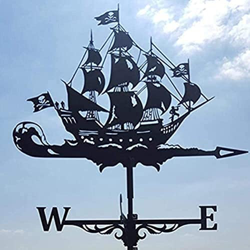 Veleta, Velero Acorazado Marines Dragón en Forma de Veleta de Viento de Acero Inoxidable, Escena de Granja Retro, Veleta de estaca de jardín Decorativa