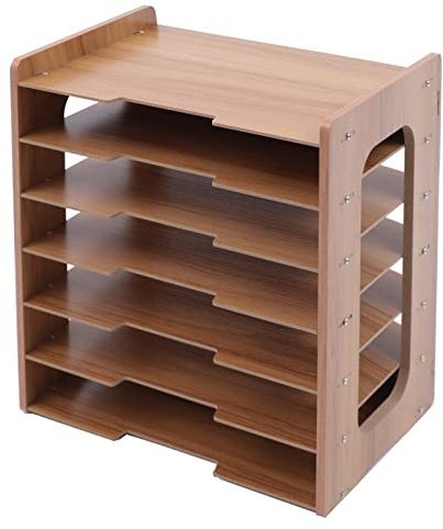 TaNeHaKi Dokumentenablage A4 7 Fächer Briefablage Schreibtisch Organizer Holz Ablagesystem 5,5cm fachhoehe Aktenhalter Papierablage Büro 36x25x38,5cm
