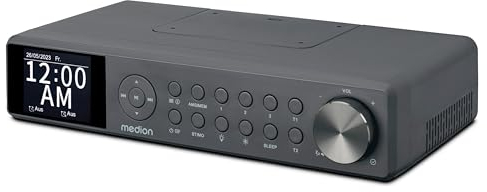 MEDION P66750 Radio de Cocina (Radio de Cocina Dab+, Radio FM con PLL, Pantalla a Color TFT atenuable, Temporizador de cocción, Bluetooth, Tira led, Incl. Material de Montaje) Gris