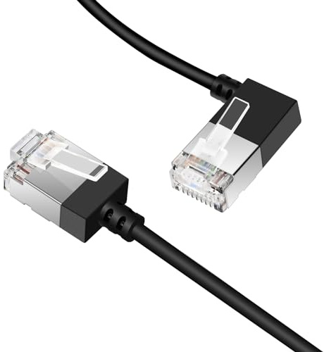 Dutevolns Cat6A Ethernet Kabel 90° linksgewinkelt 2M, 10Gbps 550MHz UTP | Cat6A Ethernet-Kabel 90° links Gewinkelt, lan kabel 90 grad stecker, lan kabel winkel, für PC/Router (Schwarz).