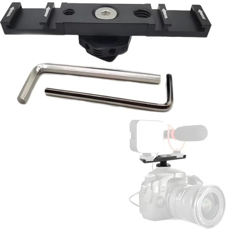MenYiYDS - 1 PCS HOT SHOE ADAPTER, CAMERA, DUAL HOT SHOE MOUNTING BRACKET, DUAL HOT SHOE COLD SHOE MOUNTING ADAPTER, ALUMINIUM, DUAL HOT SHOE EXTENSION BRACKET FOR MICROPHONE, MONITOR