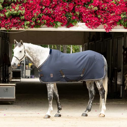 Equinavia Vind Lightweight Stable Blanket for Horses | No Fill Sheet with Wither Relief - Navy - 80 in