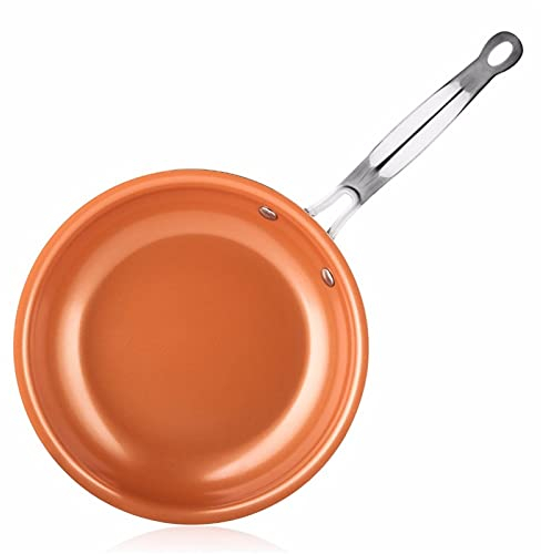 DLAZUM Kochtopf Antihaft-Pfanne Kupferrote Pfanne Keramik-Induktions-Pfanne Bratpfanne Kochtopf Ofen Spülmaschine 10 Zoll Antihaft-Pfanne (Farbe: 10 Zoll)