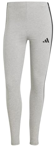 adidas Mujer Essentials 3-Stripes Cotton Leggings Tights, medium grey heather/black, M