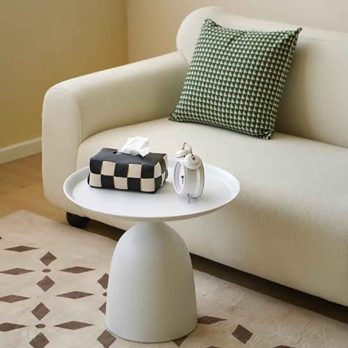 ZYBOWAYL Nordischstil Couchtisch Sofa-beistelltisch Modern Teetisch Ø 50cm Rund Telefontisch Dekorative Nachttisch für Schlafzimmer Balkon Blumentisch Einfacher Aufbau (Color : White)