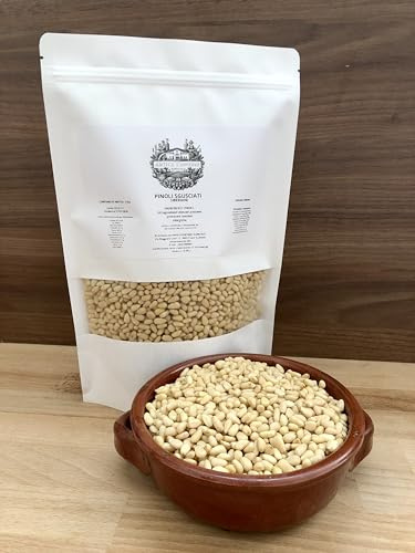 Pinoli Siberiani Sgusciati Crudi Naturali - Formato da 500 Grammi In Sacchetto di Kraft Richiudibile - Non tostati, senza sale, conservanti o additivi - Prodotto Calibrato e Selezionato