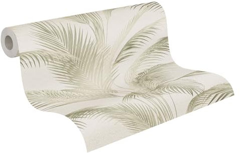 Livingwalls Michalsky 399802 - Carta da parati in tessuto non tessuto, motivo: palme, di alta qualità, colore: crema, verde