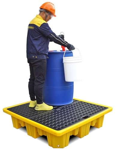 XPLKQXE Auffangplattform Mit Ablauf, Modulare Auffangwanne Für 1/2 Fass, Abnehmbare, rutschfeste Auffangwanne Aus Kunststoff Für Industrielle Anwendungen(51.2x27x4.1in)
