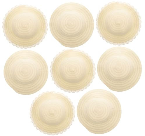 WHAMVOX Selbstgemacht Strohhüte 8 Stück Kinder Bastelset Weiß Kreative Malbare Hüte Für Kindergarten Kunstprojekte Und Freizeit