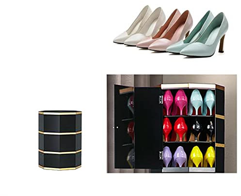 LFONDIGE Schuhschrank, rundes drehbares Schuhregal, 360 ° drehbares Schuhregal, vertikales Schuhregal für kleine Räume, Organizer, Schuhaufbewahrung aus Metall für den Eingangsbereich, Schuh-Organize