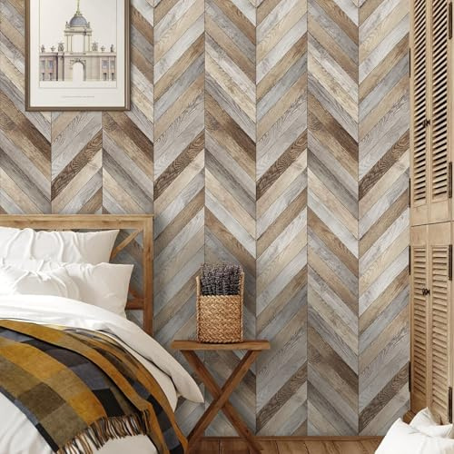 ANHUIB Tapete Holz Selbstklebend Wandpapier Selbstklebende Wandaufkleber Vintage Holzoptik Tapeten 44x300cm Holzwand Tapete Bad Schlafzimmer Holztapete Vintage Klebefolie Möbel Holzoptik Vliestapete