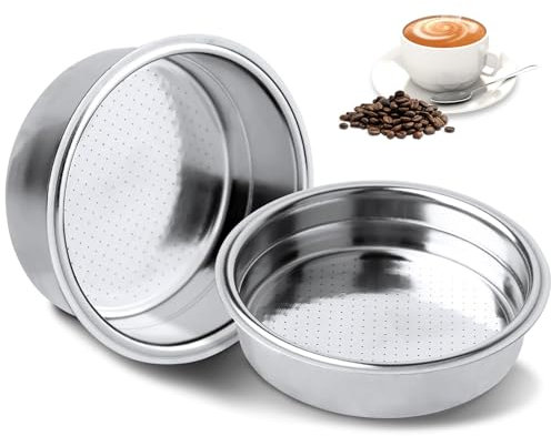 KUKUPOW Filtro Macchina Caffe 51mm, in Acciaio Inox Filtri per caffè Riutilizzabili Adatto al Cestello Della Macchina da Caffè con Doppio Pressurizzato da 51 mm. (Tazza singola + tazza doppia)