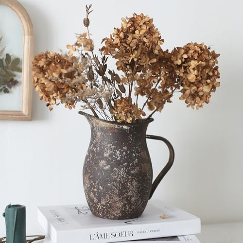 Big Fortune Vintage Metall Blumenvase Milchvase Braun