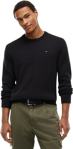 Tommy Jeans Uomo Pullover Sweater Slim Fit, Nero (Black), S