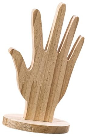 ZYKEJJDDAK Tragbarer Schmuckhalter aus Holz in Hand-Design, Zubehör für Heimdekoration und Schaufenster mit robusten Materialien beschichtet