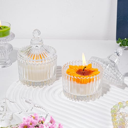 Sungmor Paquete de 2 velas aromáticas decorativas de girasol, vela de cera de soja natural en tarro de cristal, velas de lujo para decoración del hogar, regalo del día de la madre y Acción de Gracias