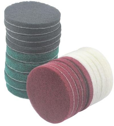 JUNLIXN 5 Inch Mixed Grit Drill Brush Scrubber Scouring Pads, 5 Pcs Hook & Loop Power Scrubber Scour for Rotary Tools, Random Orbital Sander (180#/400#/800#/1200#)