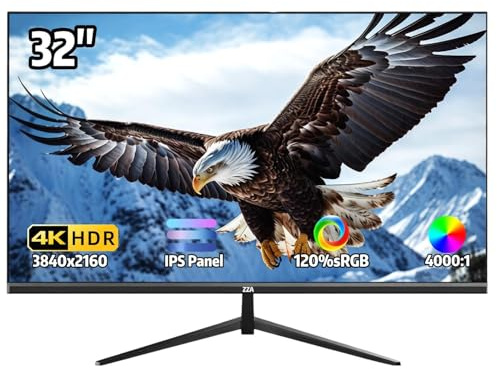32 Inch 4K UHD Monitor (3840x2160), IPS,60Hz Refresh Rate, 120% sRGB, AMD FreeSync, 178° Viewing Angle, HDMI/DisplayPort, VESA 100x100mm Mount Compatible, Tilt Adjustable - Black