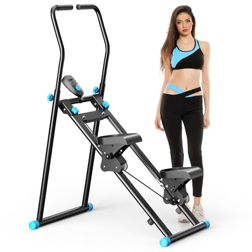 Stepper für zuhause,zusammenklappbares vertikales Cardio-Trainingsgerät, Treppensteiger für Ganzkörpertraining mit verstellbarem Lenker für Frauen und Männer