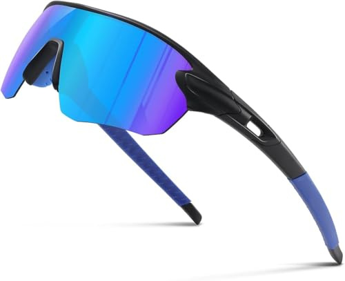 suoso Sportbrille-Fahrradbrille-Herren-Damen-Polarisierte-Sonnenbrille-Sunglasses-Men-Women-UV400 Schutz-Schnelle Brille Rave,b-Schwarz Blau