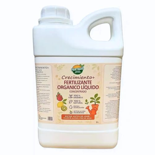 Fertigoo Abono Orgánico Líquido con Extra de Potasio 2L – Para Huerto, Tomates, Plantas, Flores y Frutas – Ideal para Crecimiento, Floración, Engorde de Hortalizas y Fructificación de Árboles