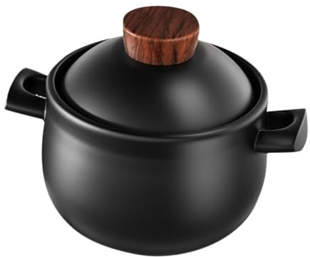 TOYANDONA Cazuela de Barro Resistente para Estofado y Sopa 1.8L Compatible Estufa de Gas Diseño Binaural Fácil de Limpiar Adecuado para Arroz Pollo y Fideos Uso Doméstico
