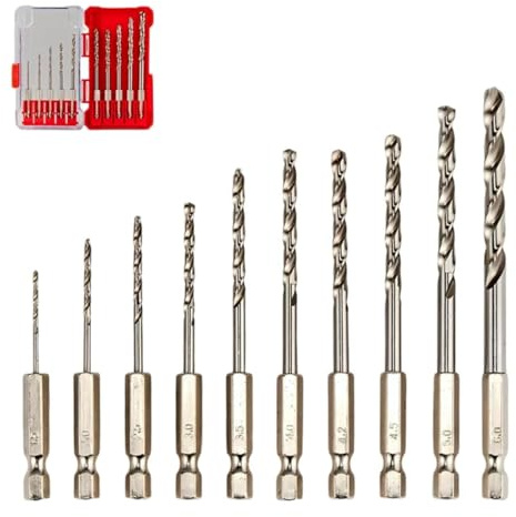 Juego De Brocas M35 Gold Cobalt Jobber Con Estuche, 10 Piezas Brocas De Metal De 1,5 MM A 6,0 MM, Resistente Al Calor, Para Metal, Acero Inoxidable, Madera, Plástico Y Hierro