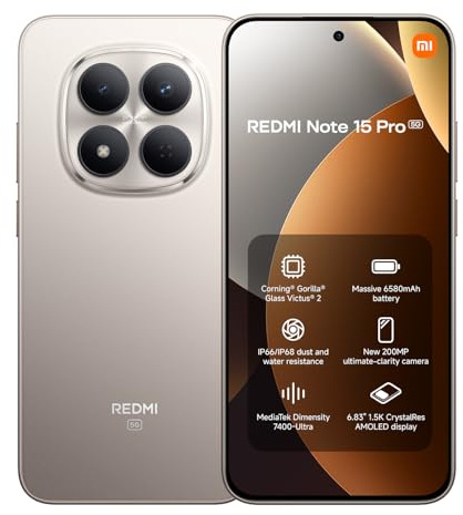 Redmi Note 15 Pro 5G 8+256 Titanium (No Power Adapter Included)