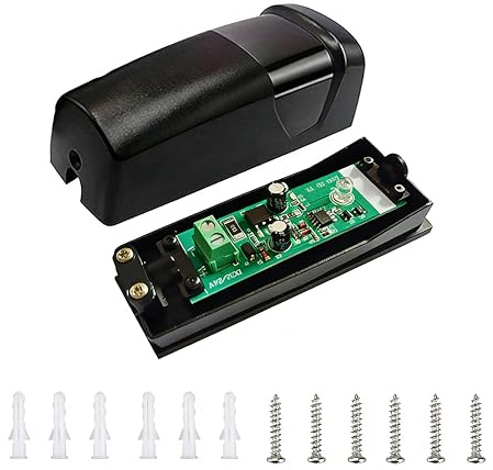Fotocelula Puerta Garaje, Fotocélulas de Seguridad para Puerta de Garaje y Portón Automático, Sensor Infrarrojo 12V/24V AC DC con Contacto NO NC COM, Alcance hasta 20m, IP55, Emisor y Receptor