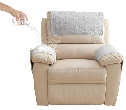 GYHH Sesselschoner, Kopfstützenbezug für Relaxsessel, Sesselbezug Rutschfester Mit Taschen, Gesteppter Möbelschutz in Form Einer 8 für Haustiere, Sofa, Stuhl (Hellgrau,1 Sitzer)