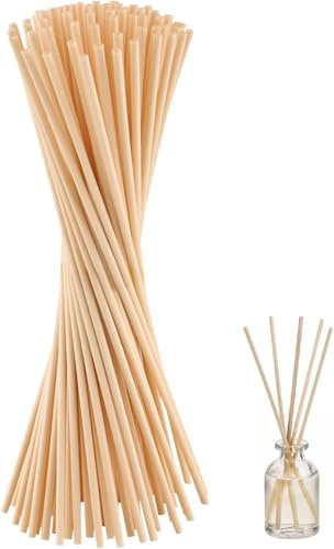 Muexoee 100 Pcs Natural Rattan Reed Diffuser Sticks, 7.8 Inch Diffuser Refill Sticks, Thick Wood Reeds for Diffusers, Essential Oil Aroma Replacement Sticks for Home & Office