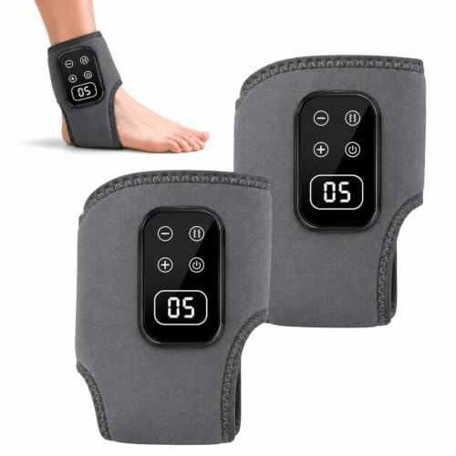 Elektrisches Fußmassagegeräte mit Wärme zur Förderung der Durchblutung und Linderung von Schmerzen, 5 Massagestufen & 6 Heizstufen für Knöchel, Ferse & Fußsohle, 2 Stück