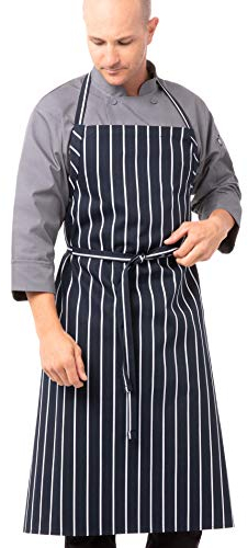 Chef Works A100-NCS English Chef Apron, Navy Chalk Stripe