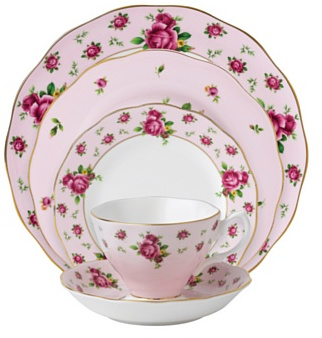 Royal Albert New Country Roses Service de table vintage formel 5 pièces Rose