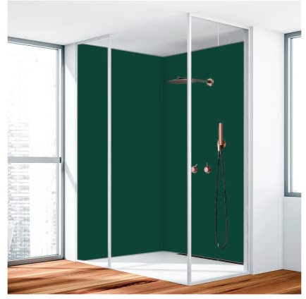 KERABAD Duschrückwand, Badrückwand, Duschverkleidung aus 3 mm Alu-Verbundplatte, 140x220cm,Moosgrün RAL 6005