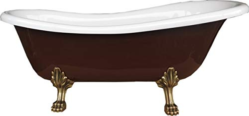 Casa Padrino Freistehende Luxus Badewanne Jugendstil Roma Braun/Weiß/Altgold 1695mm Barock Badezimmer - Retro Antik Badewanne