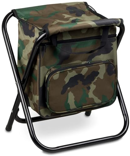 Prachtfisch Campinghocker mit Tasche - Klapphocker faltbar, Falthocker Camouflage, Angelhocker tragbar, Sitzhocker, Angeltasche, Campingstuhl