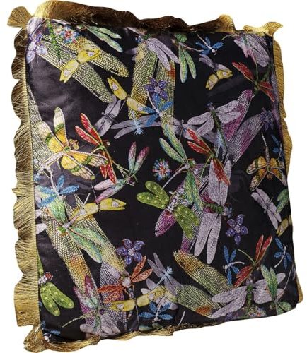Kare Design Kissen Tropical Garden Fringe, Mehrfarbig, Fransen, Zierkissen, Samtoptik, Dekokissen mit Reißverschluss, 45x45 cm (L/B) | mit Füllung, Dekokissen, Sofakissen, Zierkissen, kuschelig, dekorativ, Sofa, Bett, Samt, Wohnaccessoire, Wohnzimmer