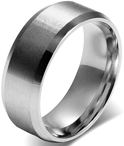 OIDEA Anello Acciaio Inossidabile Fidanzamento Promessa Matrimonio Nuziale Uomo Liscio Argento(Regalo Una Collana Catena puo` Indossare Anche Come Collana)