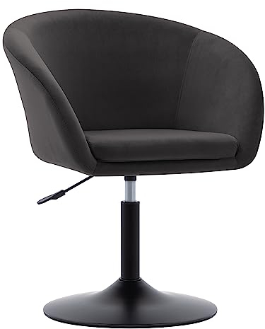 Duhome Schminkstuhl Höhenverstellbar, Lounge Sessel aus Samt Drehbar Cocktailsessel Drehstuhl mit Armlehne für Wohnzimmer Esszimmer Schlafzimmer, Dunkelgrau