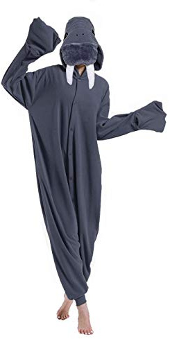 dressfan Tier Walross Kostüm Pyjamas Halloween Karneval Kostüm Weihnachten Schlafanzug für Unisex Erwachsene