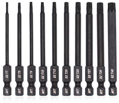 Milliontronic Jeu d'embouts Torx pour tournevis, perceuses et clés à chocs, résistant à la température, traitement thermique avancé, revêtement phosphaté, 8 cm, 10 pièces