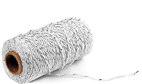 TOKYMOON Baumwollgarn Makramee Garn 2 mm x 100 m Baumwollkordel Strickarbeiten Kettgarn Baumwollschnur für DIY Handwerk Basteln Wand Aufhängung Pflanze Aufhänger Farbe Baumwollgarn (Silber Weiss)