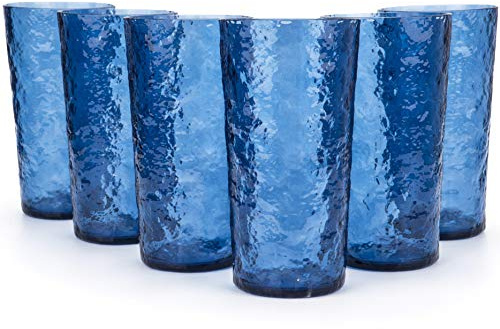 KX-WARE 18-ounce Acrylic Highball Glasses Plastic Tumbler, set of 6 Blue