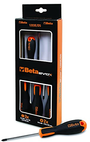 Beta - 1203E/D10N Serie di 10 giravite Evox, l'evoluzione del giravite, dall'impugnatura ergonomica e maneggevole, con lame resistenti e durevoli, 012031019