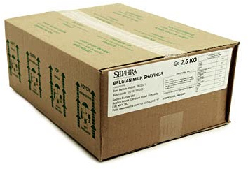 Sephra Milk Belgian Chocolate Shavings – Value 2.5kg Box | Ideal for high-volume commercial catering, professional baking, and dessert decoration with a rich cocoa flavor.