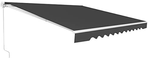 DREAMADE Markise mit Handkurbel, Gelenkarmmarkise UV-beständig, Sonnenmarkise aus Metall & Polyester, 5 °-35 ° Einstellbarer Winkel, für Garten, Balkon, Restaurant (Grau, 360x300cm)