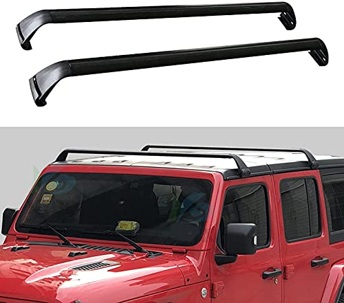 SXLLKI 2 Stück Dachträger Crossbar für Jeep Wrangler jl jk 2007-2020, Aluminium Autodachträger Querträger Schlossstangen Fahrrad Dachträger Halterungsträger Tragfähigkeit Relingträger zubehör