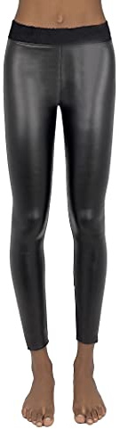 JOPHY & CO. Legging chaud femme bi-élastique en simili cuir Skinny molletonné (cod. 9828), Noir , M