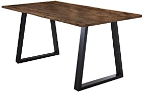 SAM Esstisch 200x100 cm Lubin, Akazienholz nussbaumfarben, Massiver Esszimmertisch mit echter Baumkante, Baumkantentisch mit V-Gestell Schwarz, Holztisch mit 26 mm Tischplatte